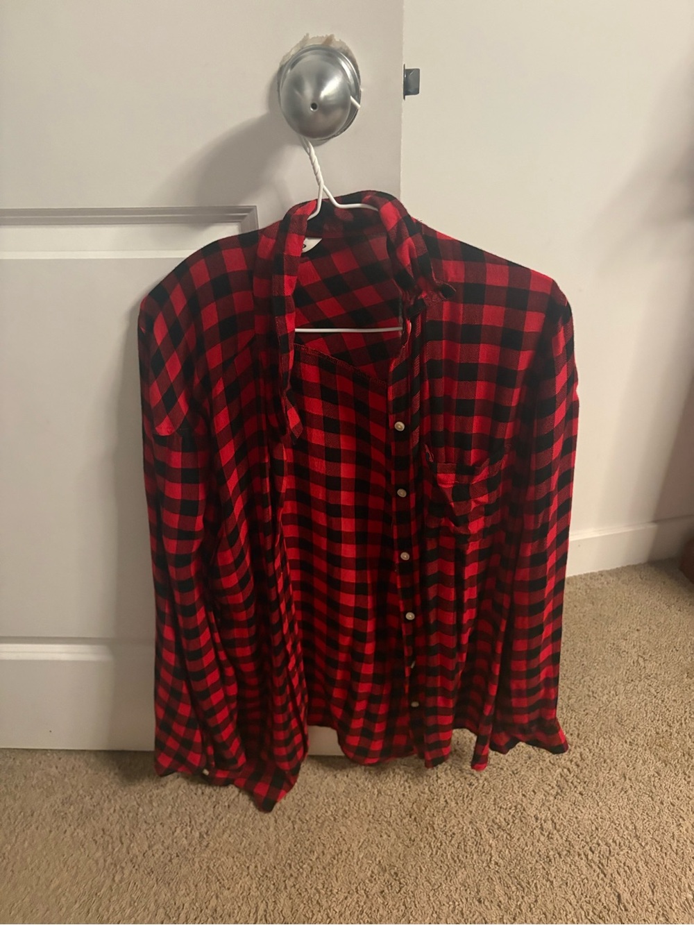 Old Navy Red and Black Buffalo Plaid Button-Up Shirt